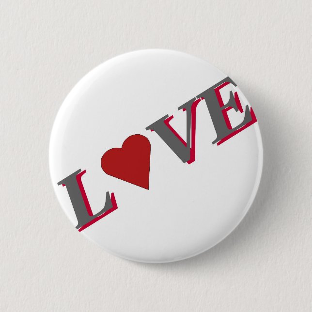 Love  with Red Heart 6 Cm Round Badge (Front)