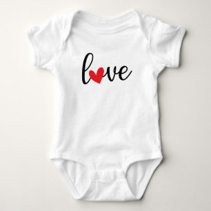Love with Red Heart, Pretty Simple Design Baby Bodysuit