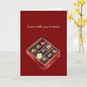 Love with you is sweet Chocolate Candy Hearts Card