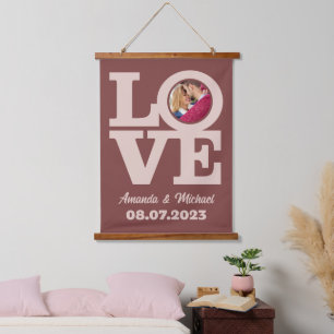 LOVE with YOUR PHOTO & TEXT custom Hanging Tapestry