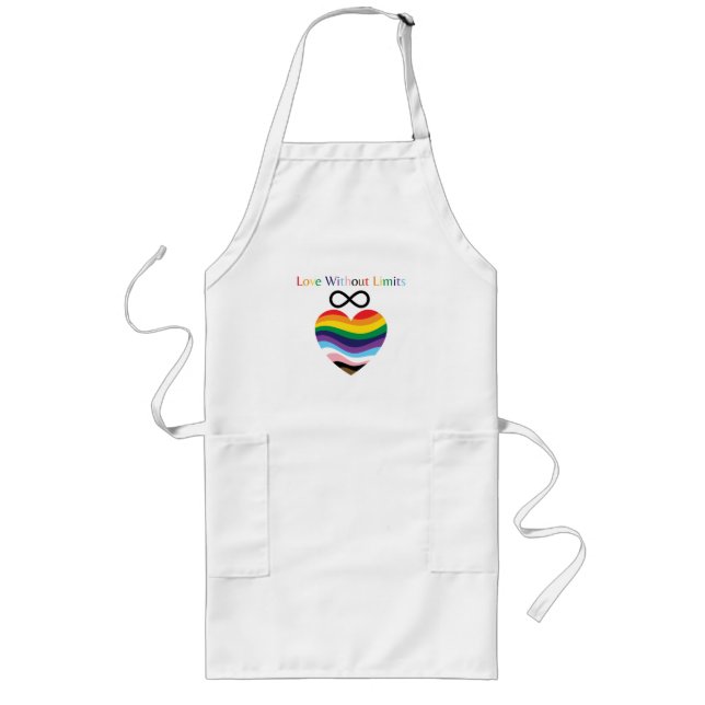 Love Without Limits – Rainbow Heart with Infinity  Long Apron (Front)