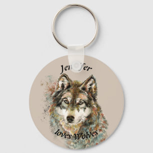 Love Wolves Wolf Quote Custom Name Personalised Key Ring