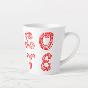 LOVE word art fabric font red letters Latte Mug