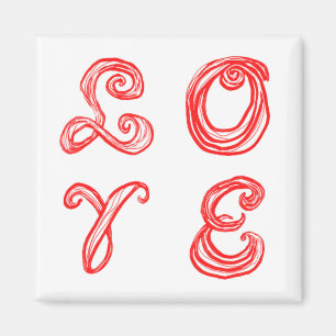 LOVE word art fabric font red letters Magnet