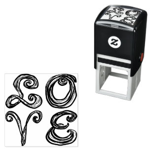 LOVE Word Art Fabric Font Red Letters  Self-inking Stamp