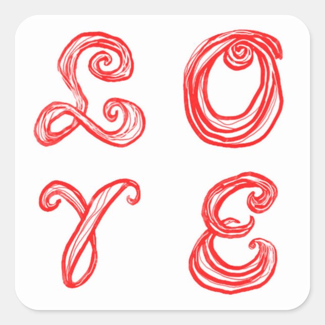 LOVE word art fabric font red letters Square Sticker (Front)