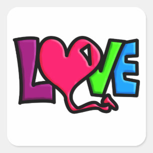 Love Word Art Typography Square Sticker