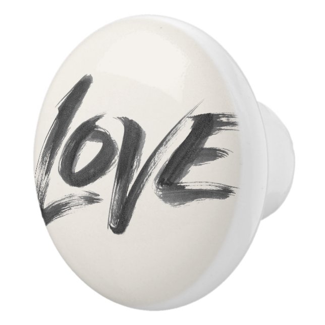 LOVE Word Calligraphy Brush Lettering Elegant  Ceramic Knob (Right)
