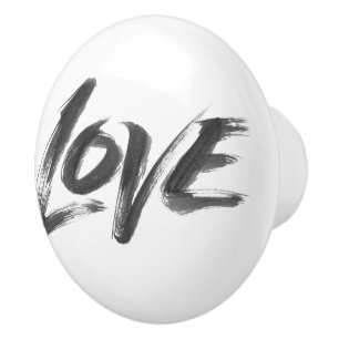 LOVE Word Expressive Calligraphy Brush Lettering  Ceramic Knob