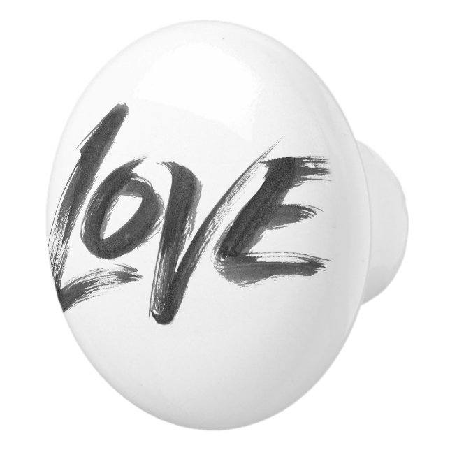 LOVE Word Expressive Calligraphy Brush Lettering  Ceramic Knob (Right)