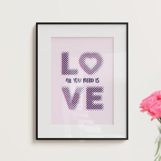 LOVE word filled with hearts pattern. Poster