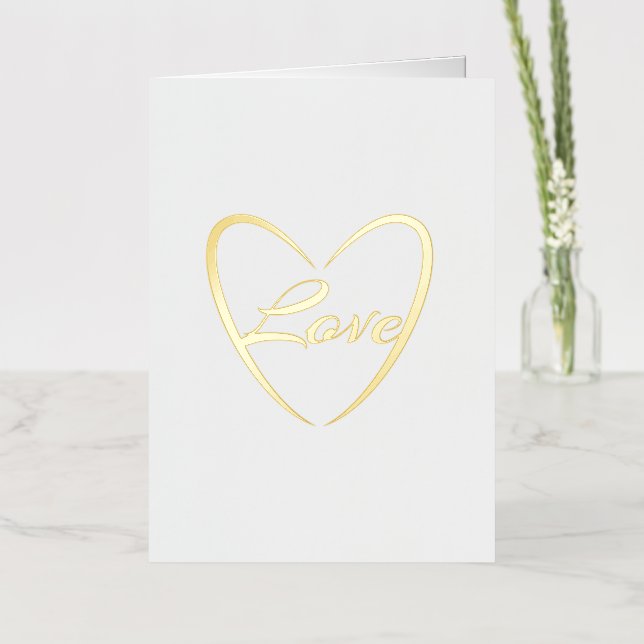 Love Word In A Heart Foil Foil Holiday Card (Flower)