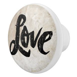 LOVE Word Lettering Hippie Artist Studio Distress Ceramic Knob