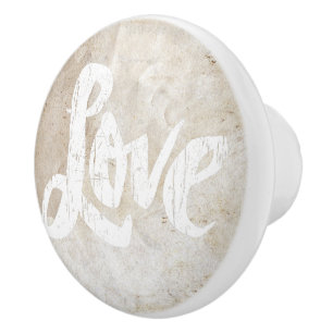 LOVE Word Lettering Hippie Artist Studio Distress Ceramic Knob
