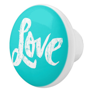 LOVE Word Modern Lettering Hippie Distressed Ceram Ceramic Knob