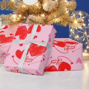 Love Word with Hearts Design Wrapping Paper