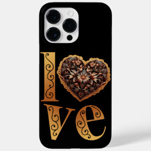 Love word with romantic filigree pink heart Case-Mate iPhone 14 pro max case