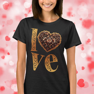 Love word with romantic filigree pink heart T-Shirt