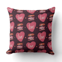 Love Words and Hearts Pattern on Red Background