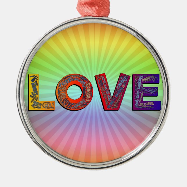 LOVE WORDS METAL TREE DECORATION (Front)