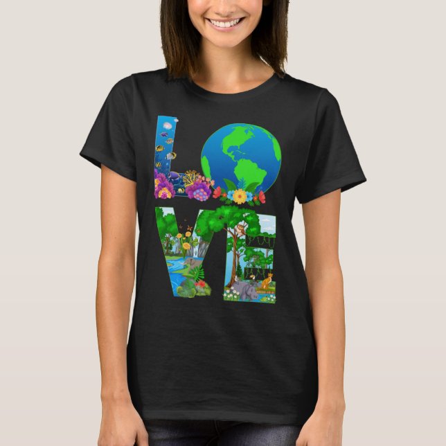 Love World Earth Day 2023 Planet Environmental Ani T-Shirt (Front)