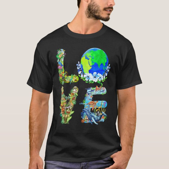 Love World Earth Day 2024 Planet Environmental Ani T-Shirt (Front)