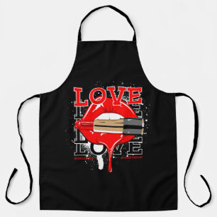 love worldwide streetwear lips vintage fashion apron