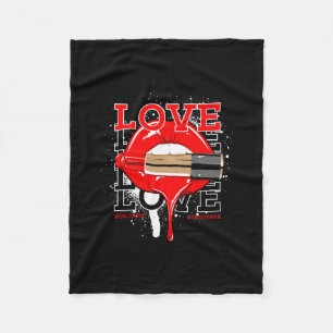 love worldwide streetwear lips vintage fashion fleece blanket