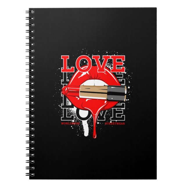 love worldwide streetwear lips vintage fashion notebook (Front)
