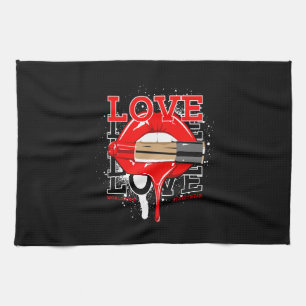 love worldwide streetwear lips vintage fashion tea towel