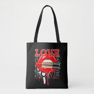 love worldwide streetwear lips vintage fashion tote bag
