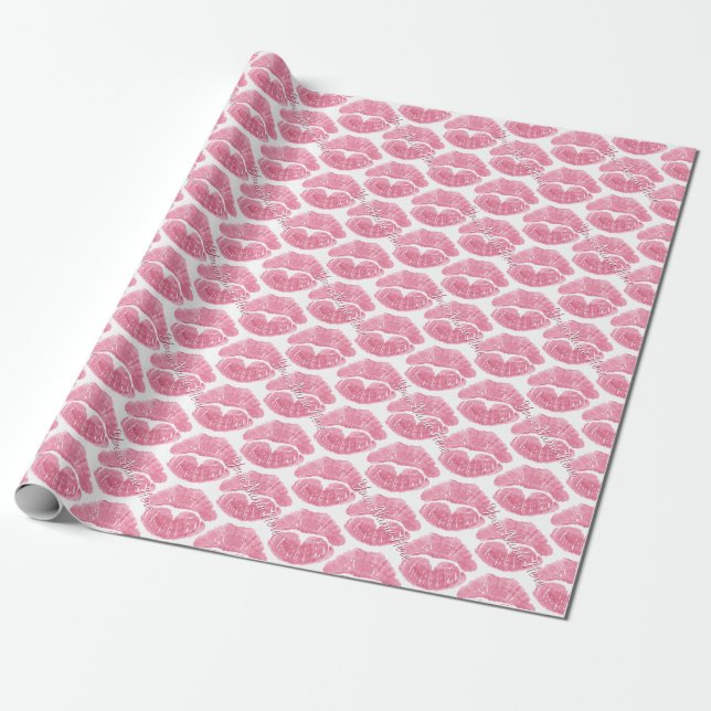 Love Wrapping Paper Kisses Personalised Gift Paper (Unrolled)