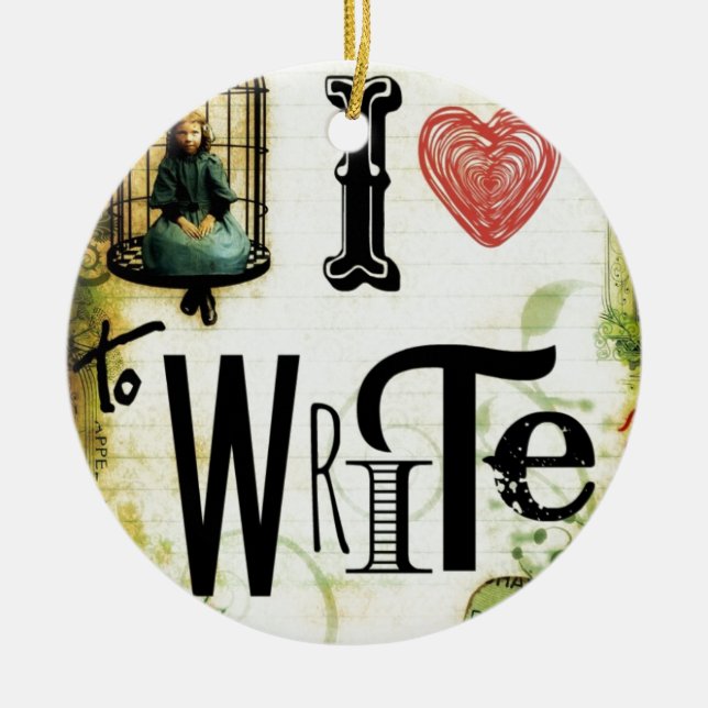 Love Writing Ceramic Tree Decoration (Front)