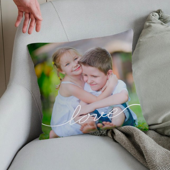 LOVE Writing Custom Photo Throw Pillow (Creator Uploaded)