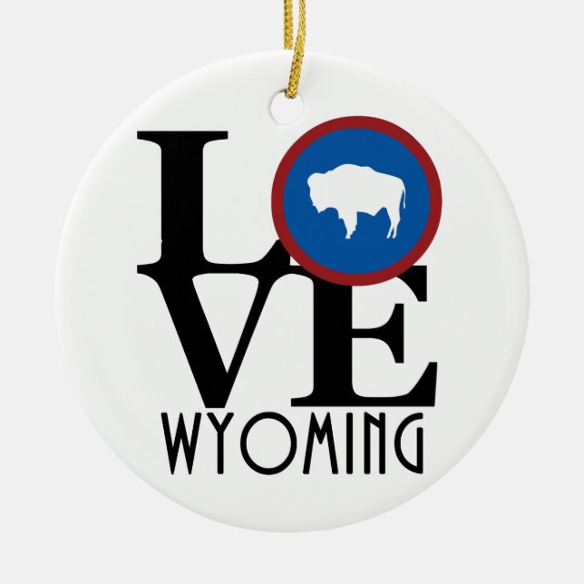 LOVE Wyoming Ceramic Tree Decoration (Front)
