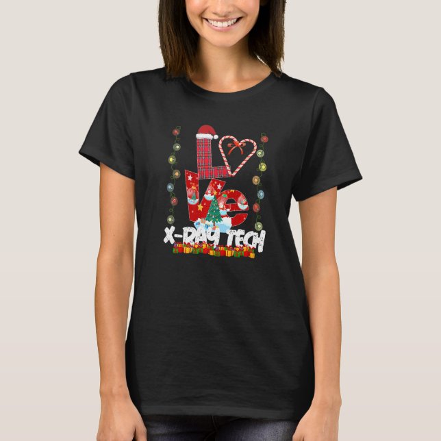 Love X Ray Tech Santa Hat Candy Xmas Pajama T-Shirt (Front)