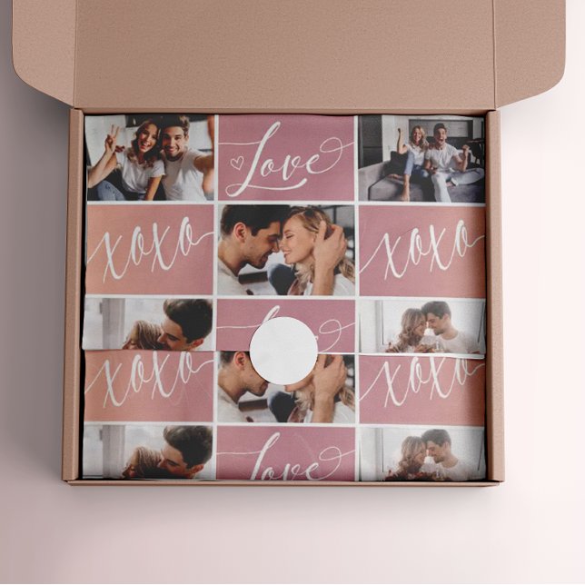Love XOXO Valentine's Photo Collage Tissue Paper (Creator Uploaded)