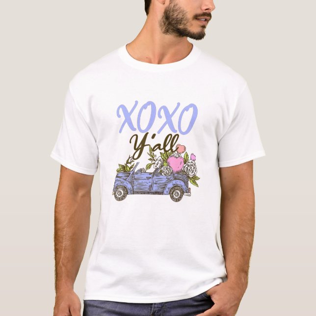 Love XOXO Y'all Valentine's Day Teens Heart Romant T-Shirt (Front)
