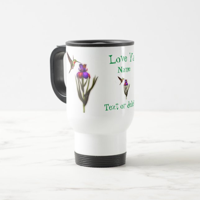 Love Ya Hummingbird Iris Personalised   Travel Mug (Front Left)
