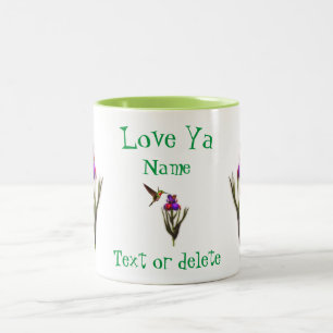 Love Ya Hummingbird Iris Personalized  Two-Tone Coffee Mug