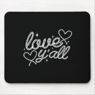 Love Y'all Western Cowgirl Cowboy Valentines Day X Mouse Mat