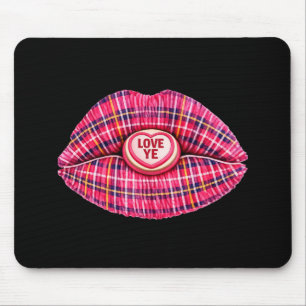 Love Ye Scottish Tartan Kiss Lips Scotland pink Mouse Mat