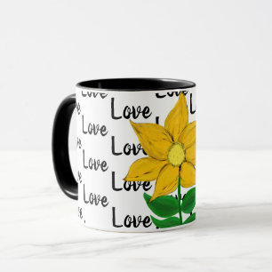 Love Yellow Floral Mug