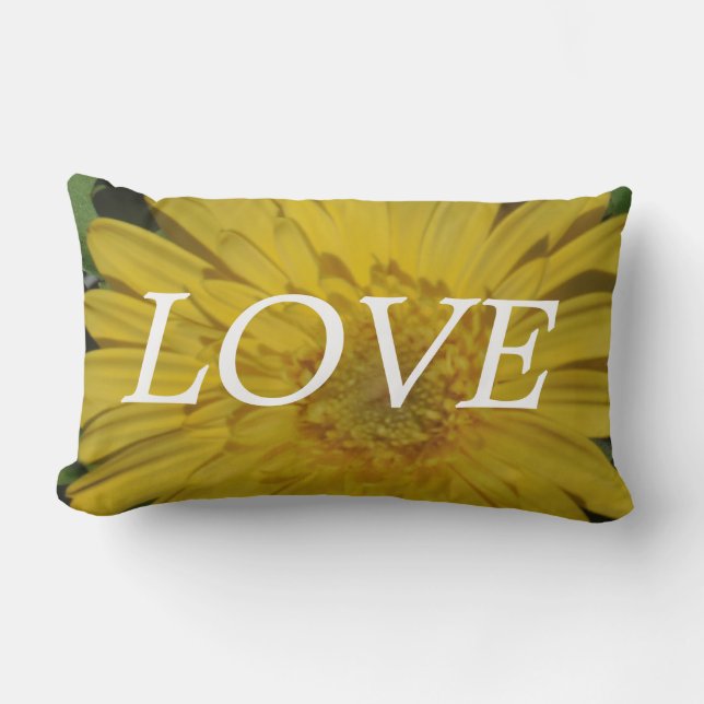 lOVE  yellow gerber daisy, flowers inspiration Lumbar Cushion (Front)