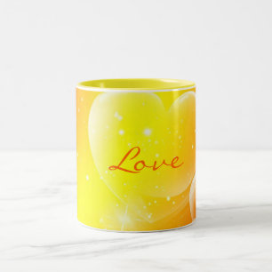 Love; Yellow Hearts Ceramic Mugs