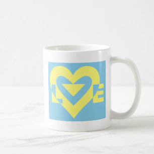 Love Yellow on Blue Coffee Mug