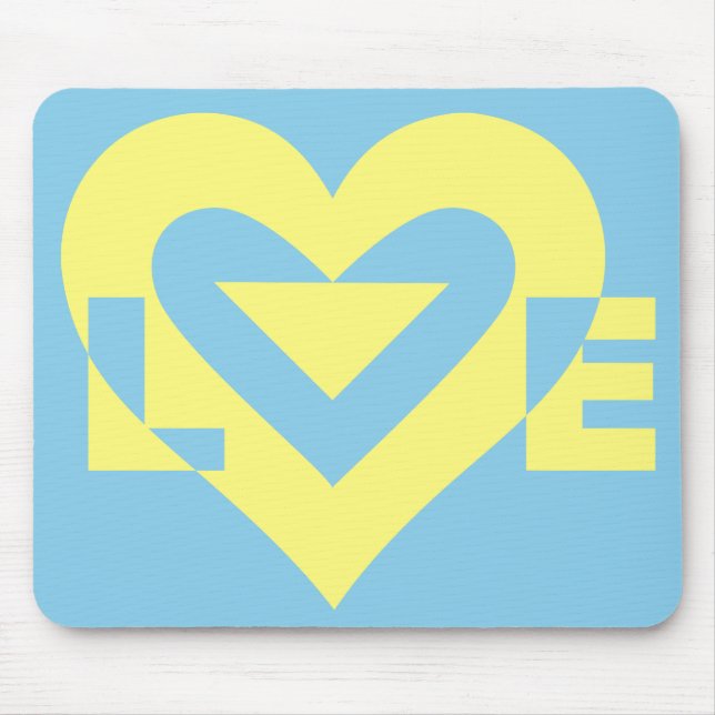 Love Yellow on Blue Mouse Mat (Front)