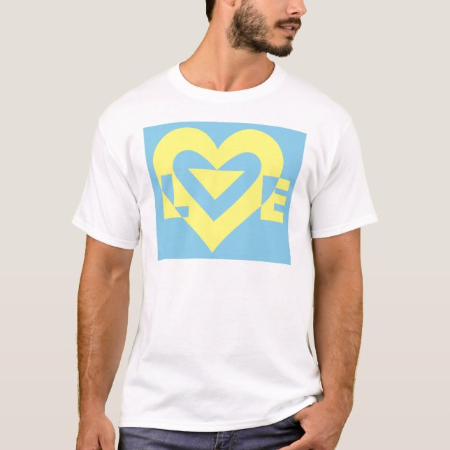 Love Yellow on Blue T-Shirt (Front)
