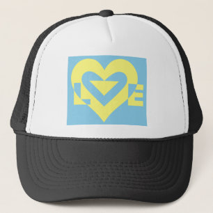 Love Yellow on Blue Trucker Hat