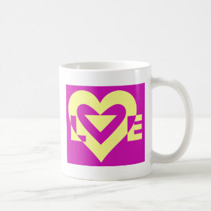 Love Yellow on Purple Coffee Mug